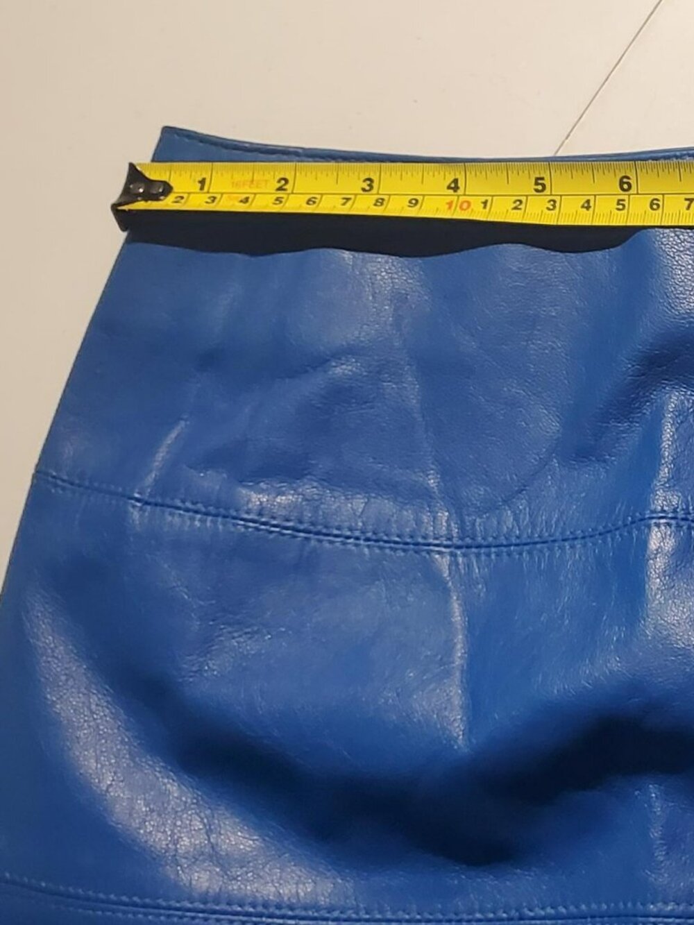 La Nouvelle Renaissance Blue Leather Pencil Skirt Vintage/Y2K - Marked size 10 - Picture 5 of 16